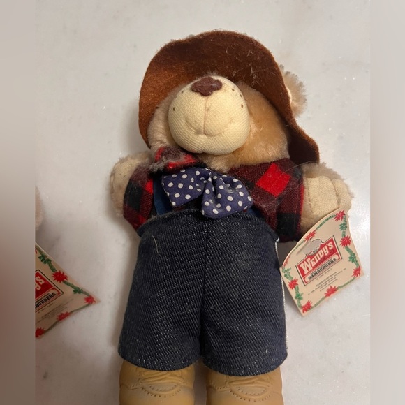 Vintage 1986 WENDY'S Furskins 8" Bears Farrell Dudley Boone Hattie With Tags - Picture 5 of 9